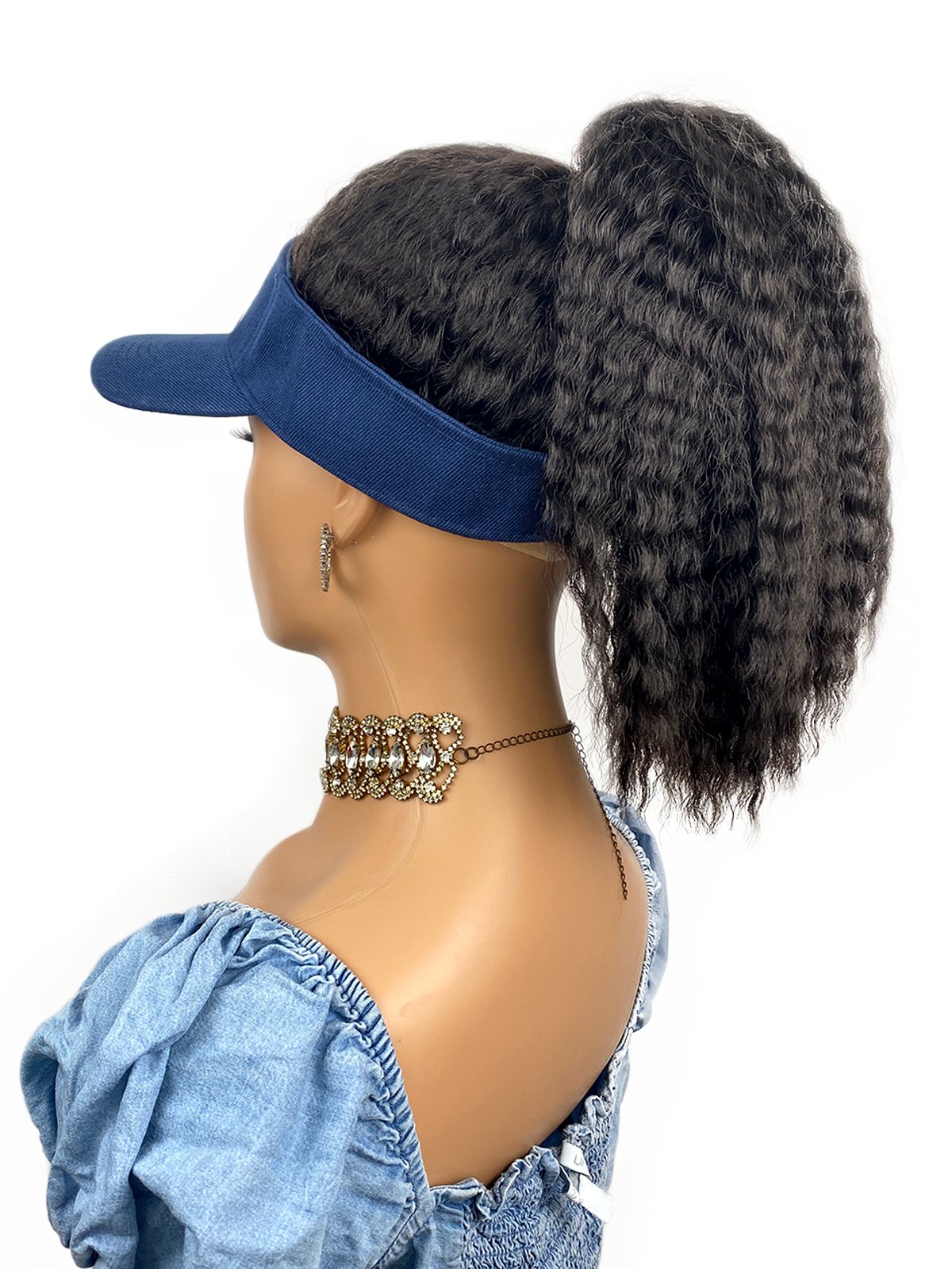 Hat Wig Black Hair with Hat Black Baseball Cap with Hair for Black Women