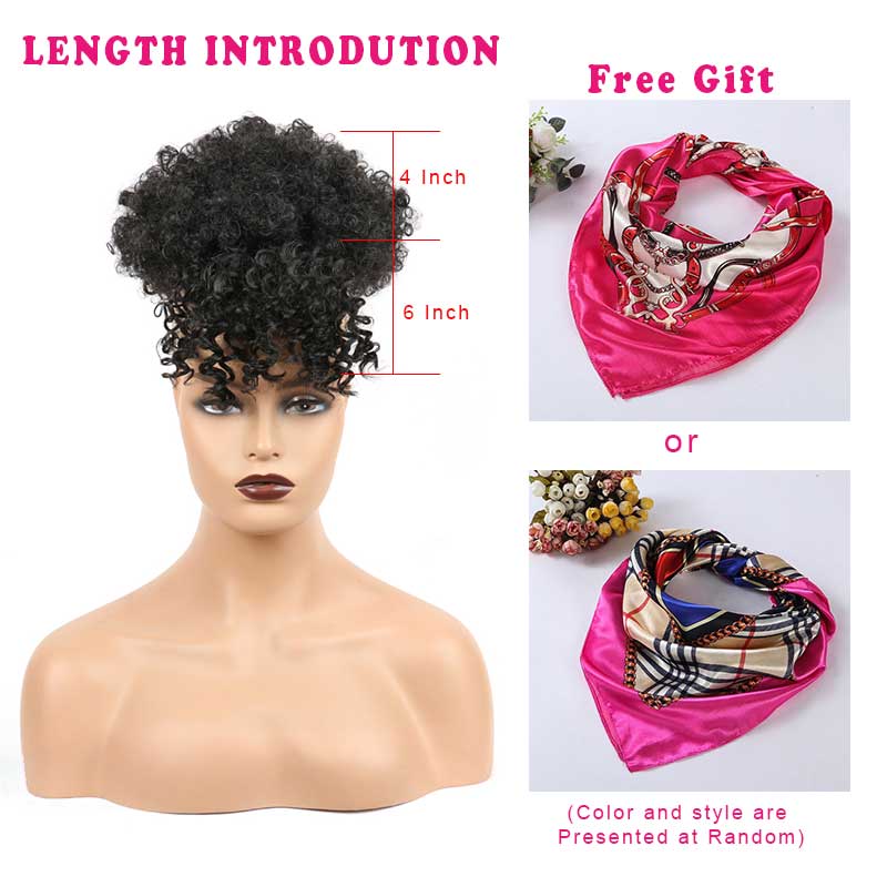 Natural Afro Puff With Bangs Drawstring Ponytail hair