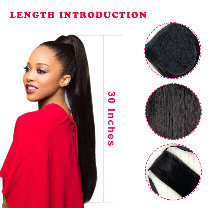 30inch Long Ponytail Straight Synthetic extension Hairpiece For Women