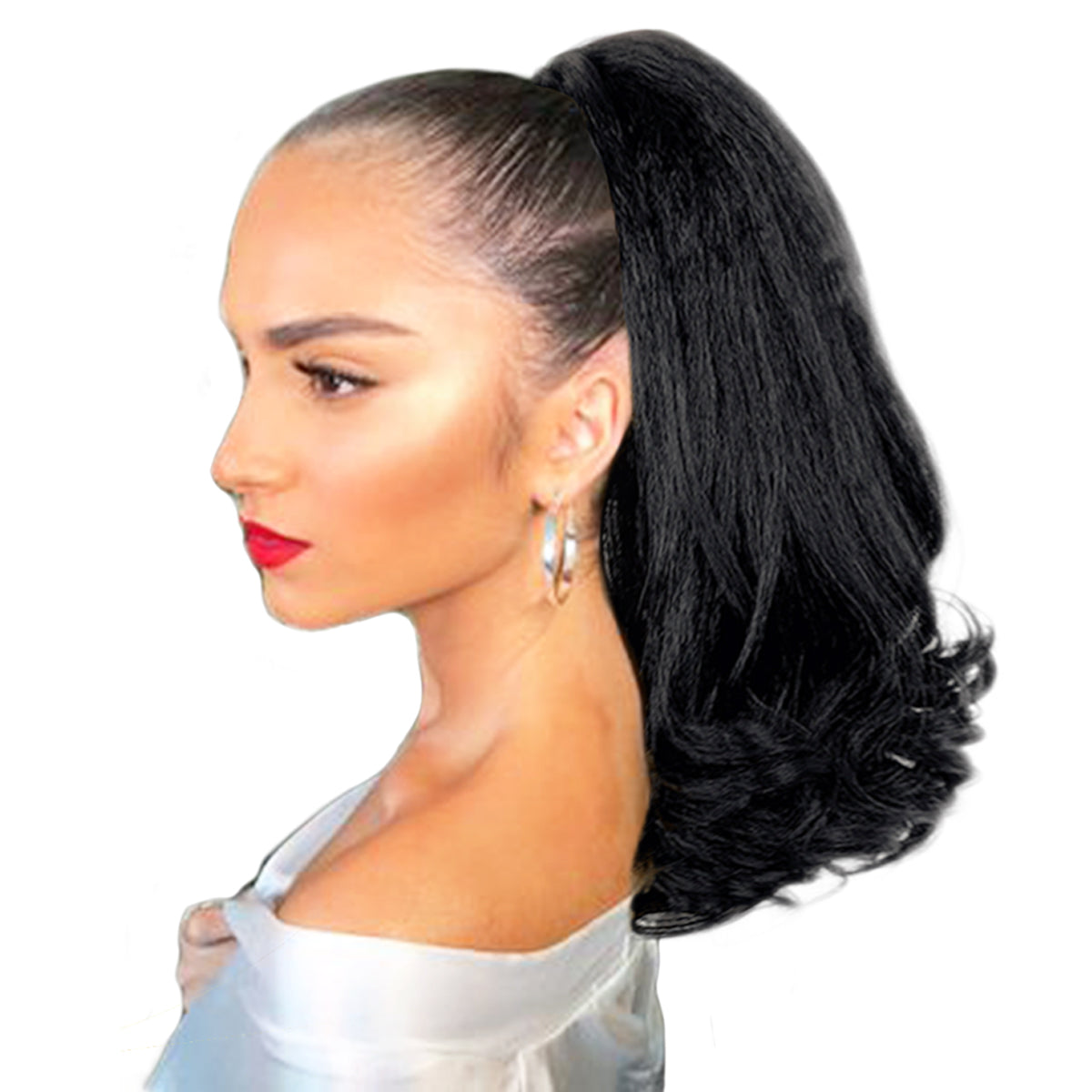 16inch Yaki Straight Drawstring Ponytail Hair Extension