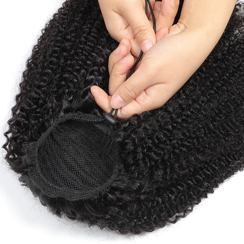 Natural Brazilian Hair Kinky Curly Ponytail.