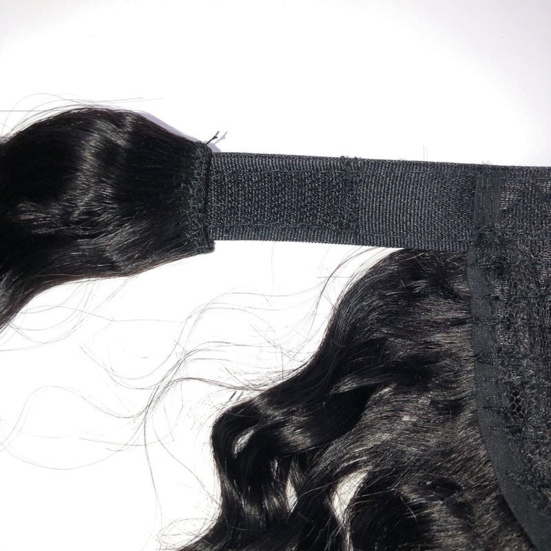 Natural Deep Wave Human Hair Clip-in Ponytail
