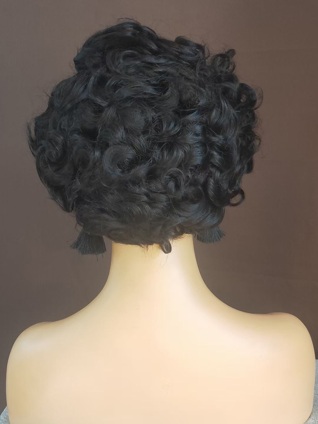 Pixie Cut Curly Hair Black Woman Human hair Lace Frontal Wig 13x4