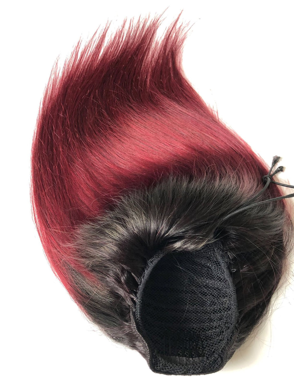 Red Ombre Human Hair Ponytail Straight drawstring ponytail for Black Women
