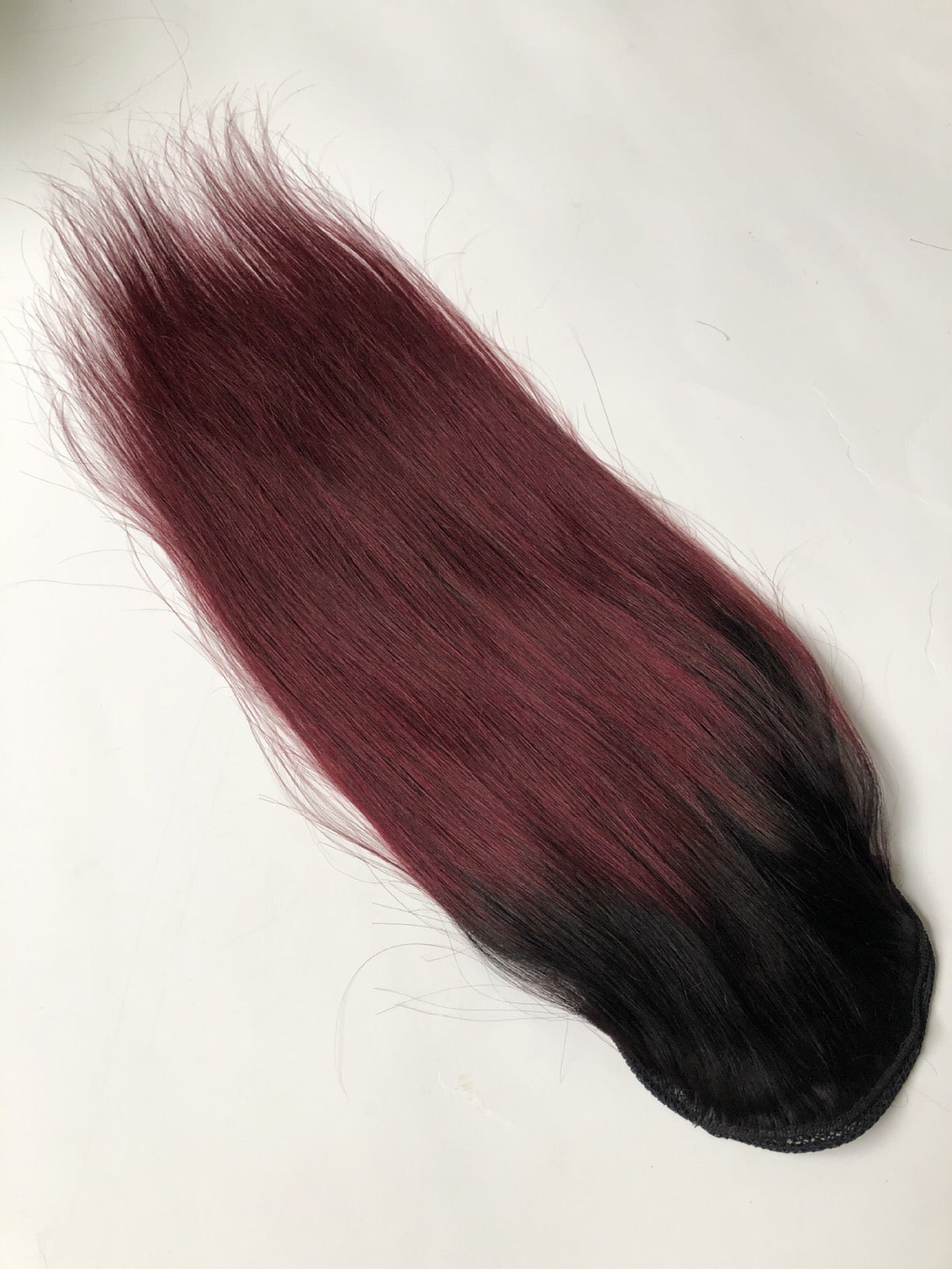 Red Ombre Human Hair drawstring straight Ponytail