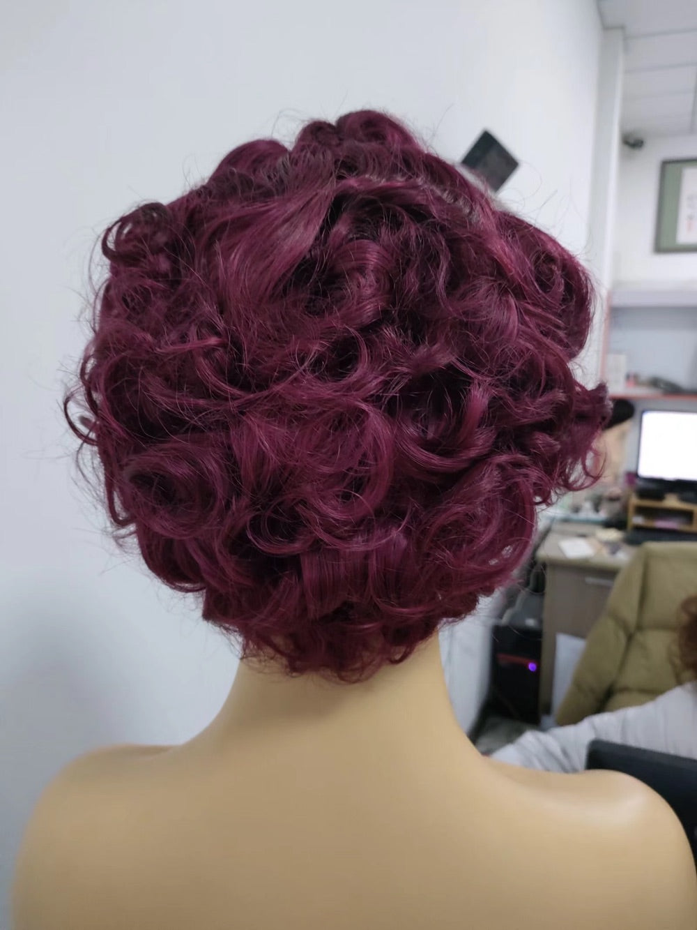 Red Short Pixie Cut Wigs Human Hair Lace frontal wig for Black Women