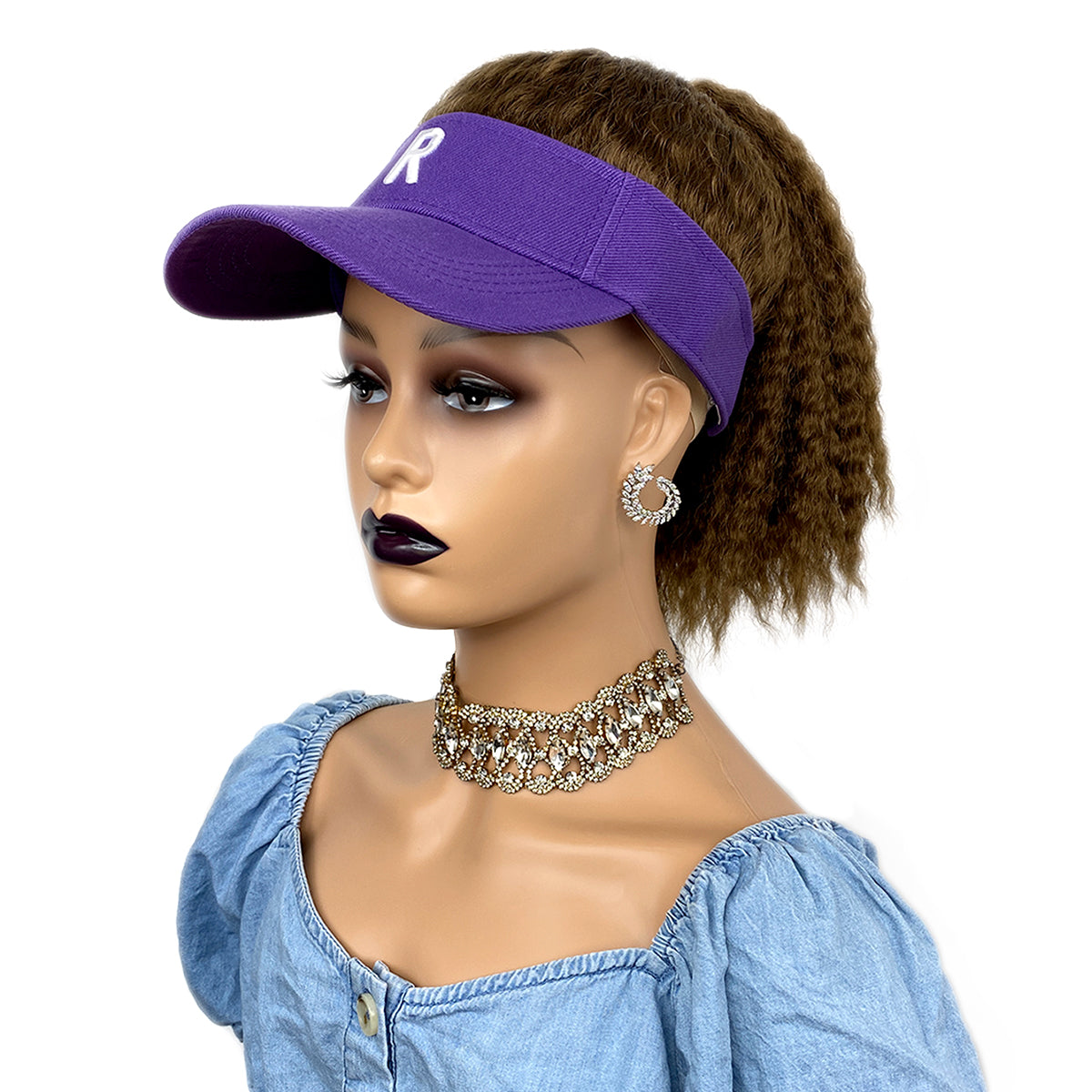 PURPLE BLUE BLACK Hat Wig Black Hair with Hat Black Baseball Cap with Hair for Black Women