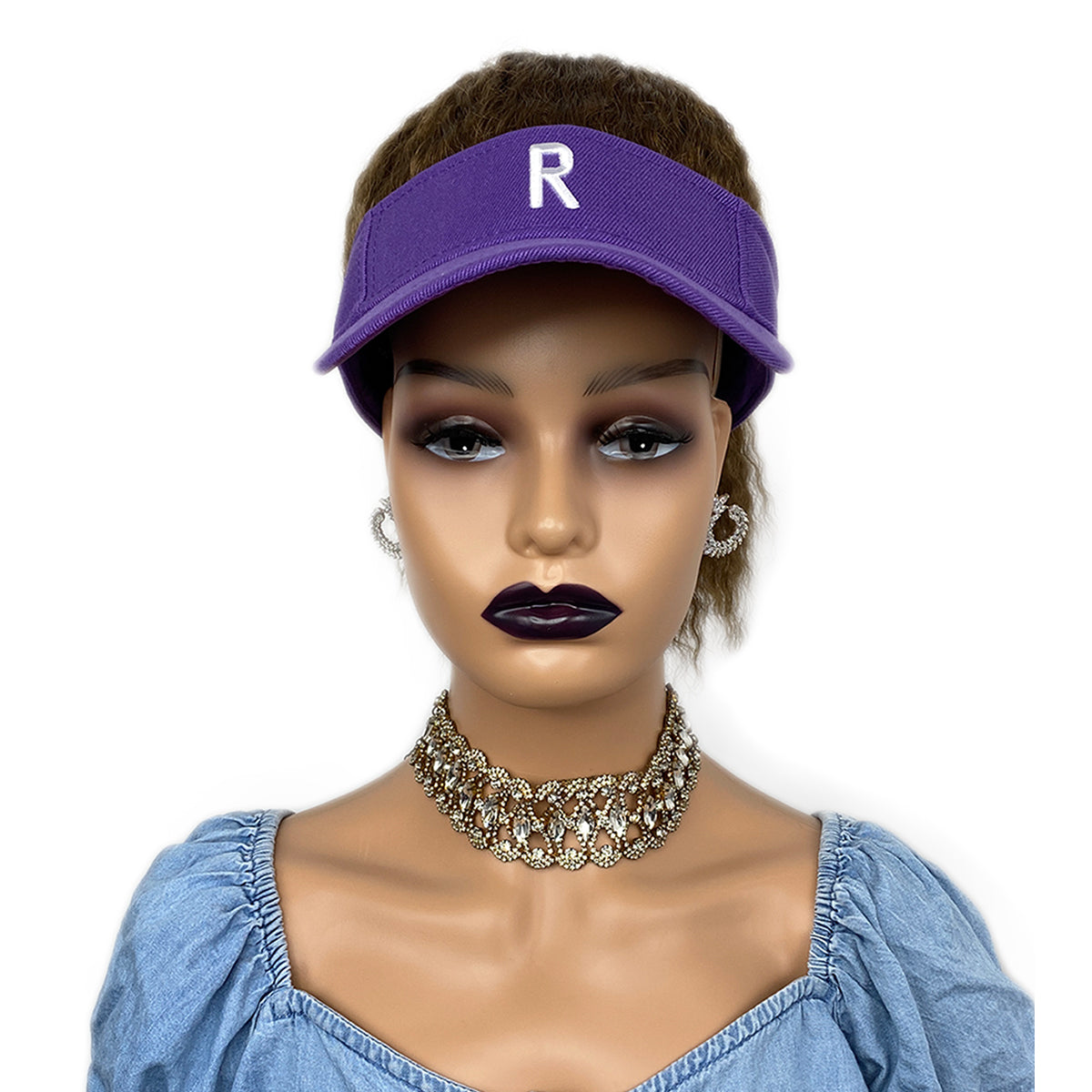 PURPLE BLUE BLACK Hat Wig Black Hair with Hat Black Baseball Cap with Hair for Black Women