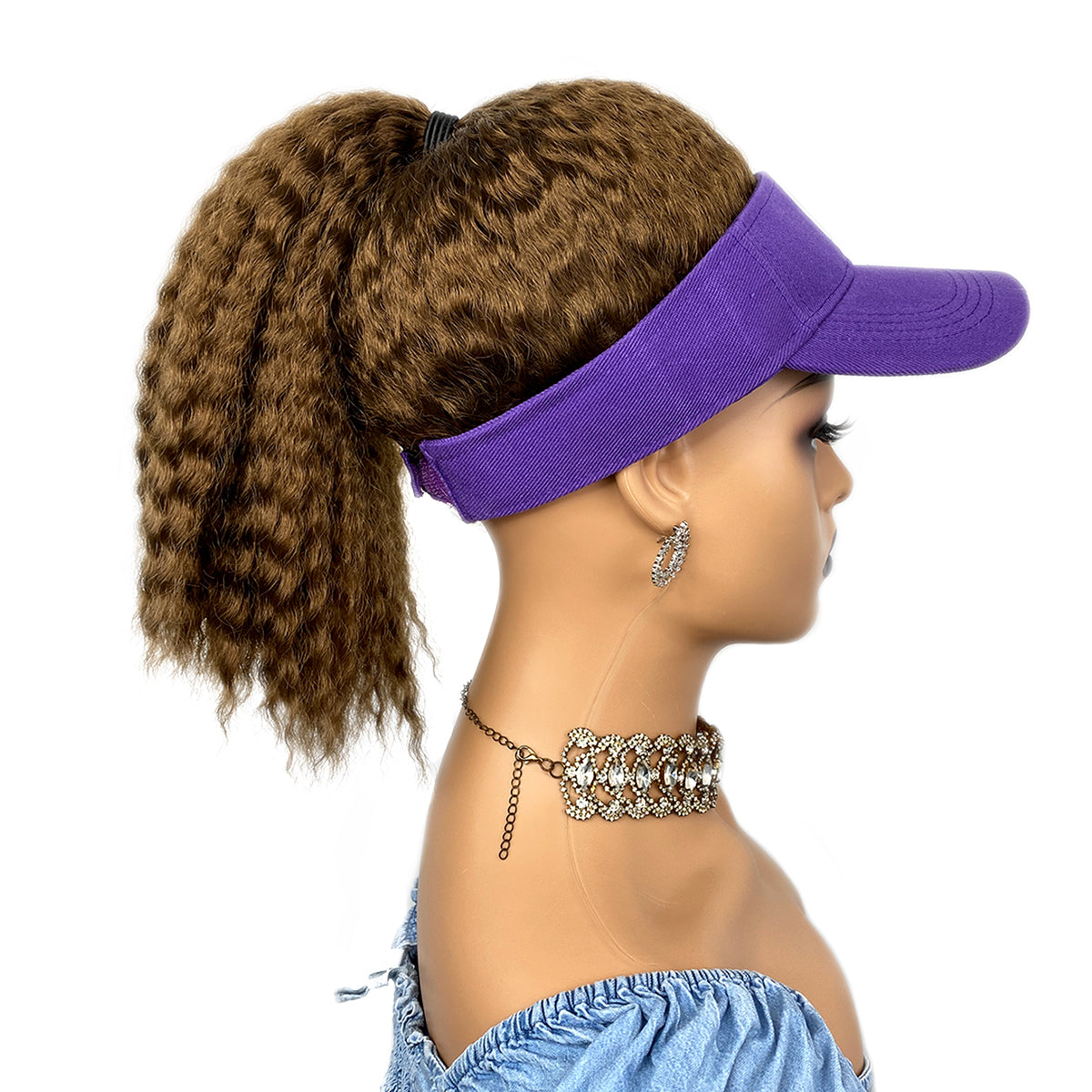 PURPLE BLUE BLACK Hat Wig Black Hair with Hat Black Baseball Cap with Hair for Black Women