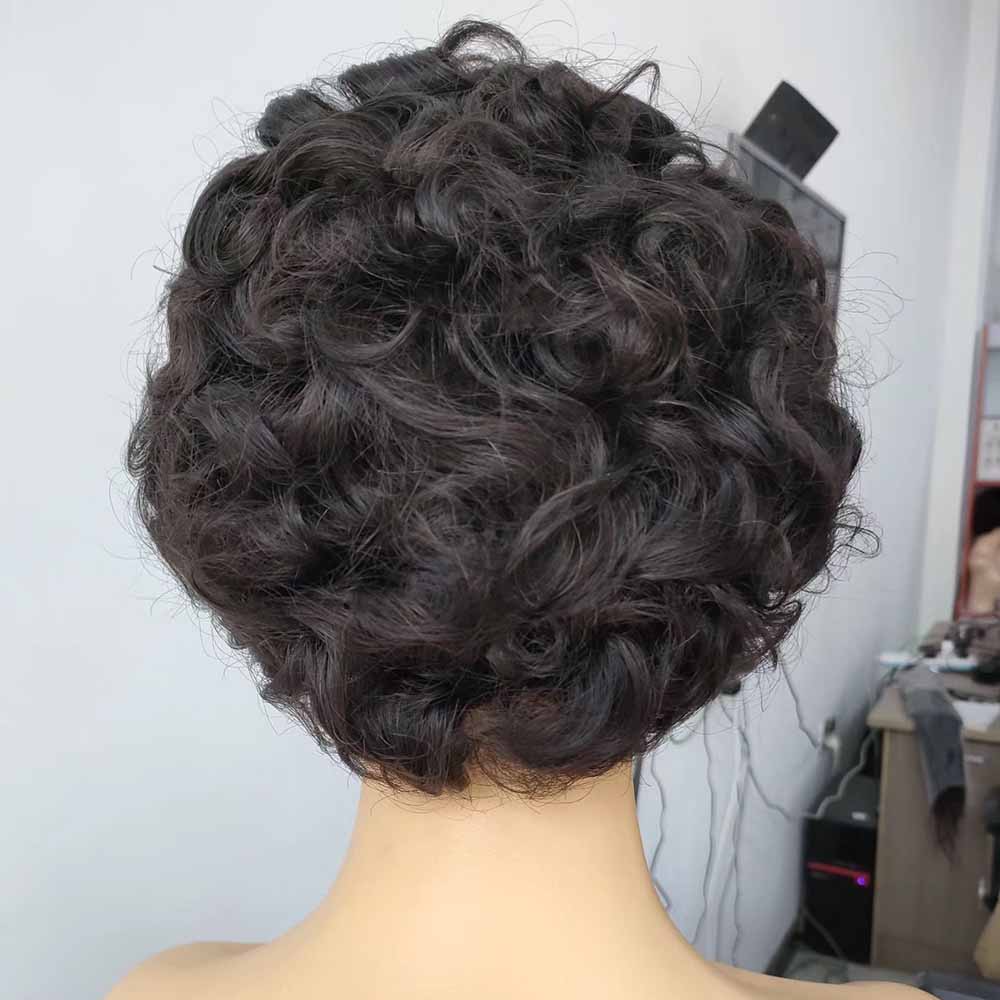 Short Curly Pixie Cut Lace Wig 13x4 Human Hair for African American
