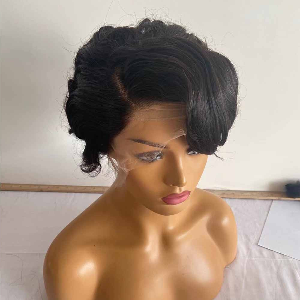 Short Cut Human Hair Lace Front Wigs Black Brazilian Hair Wig for Black Women