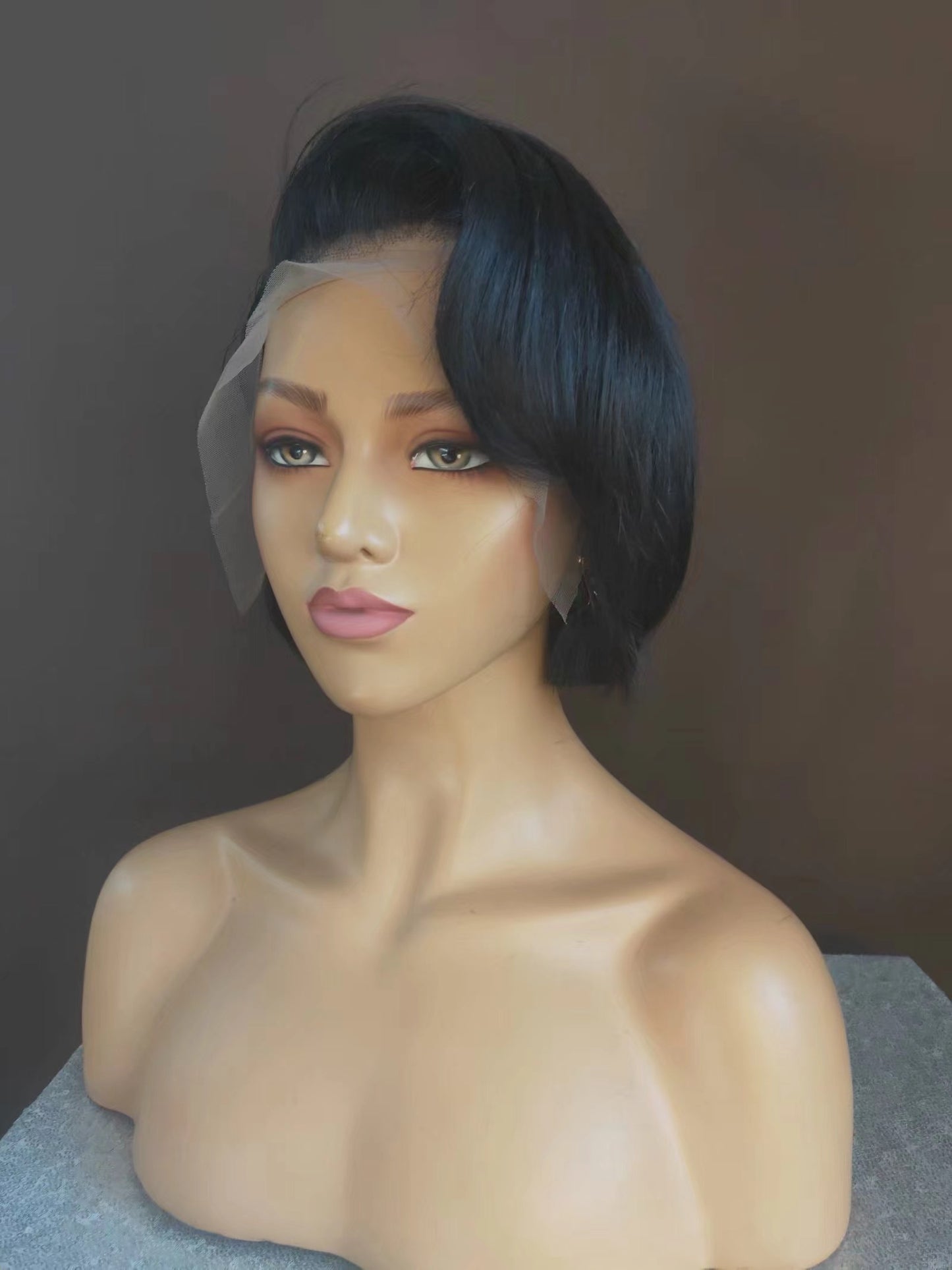 Short Pixie Cut Bob Wig Human hair Lace Frontal Wig for African American