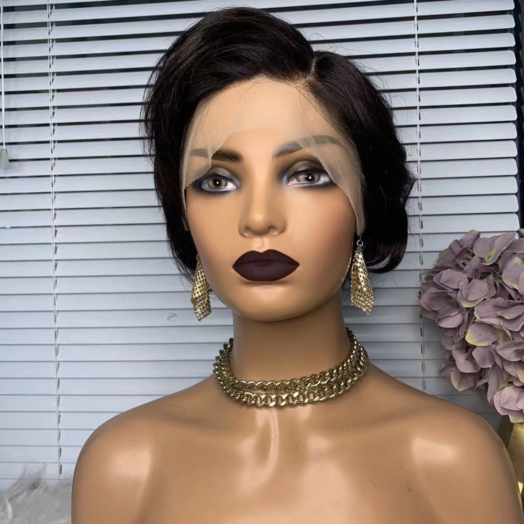 Short Pixie Cut Wig For African American Black Human Hair Lace Wig