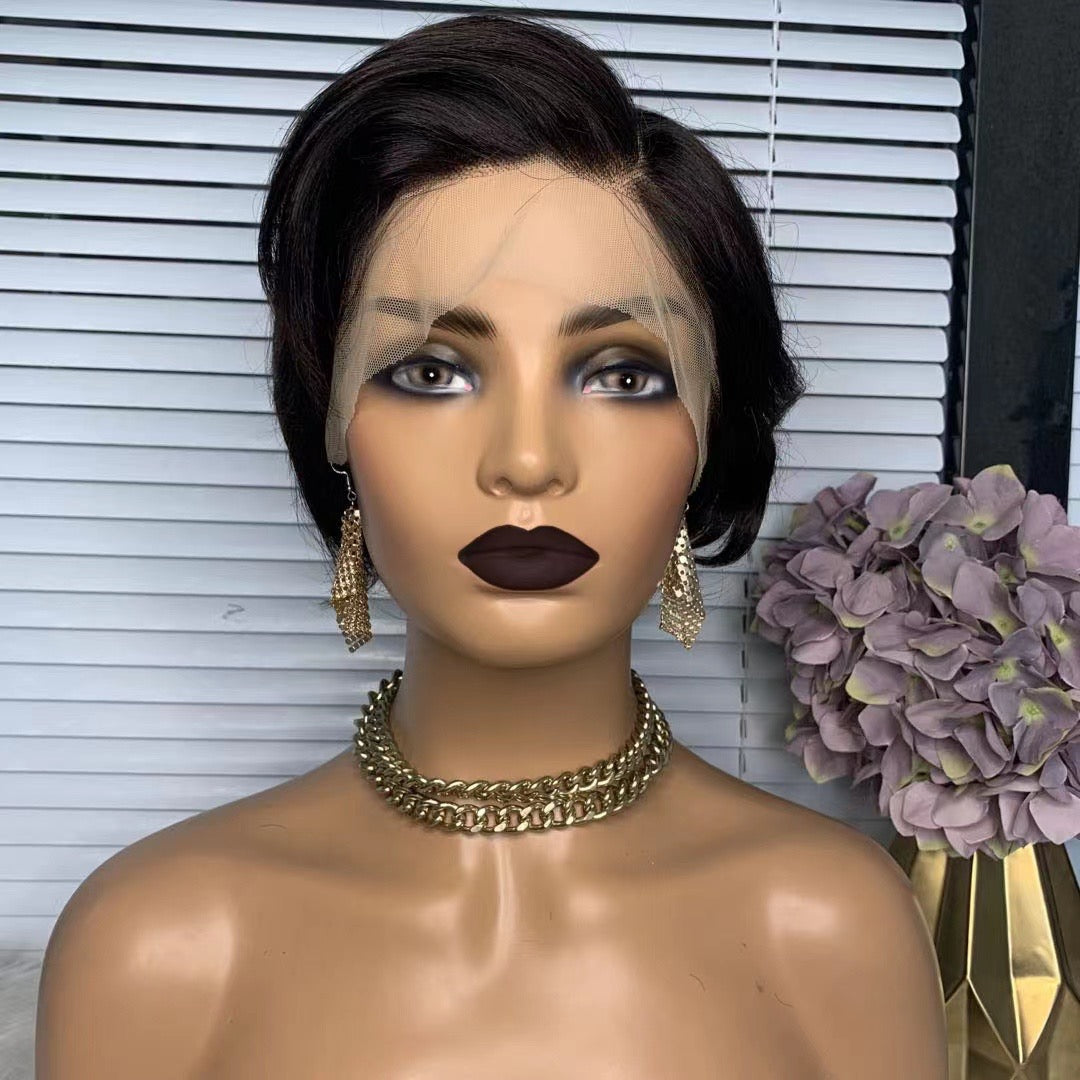 Short Pixie Cut Wig For African American Black Human Hair Lace Wig
