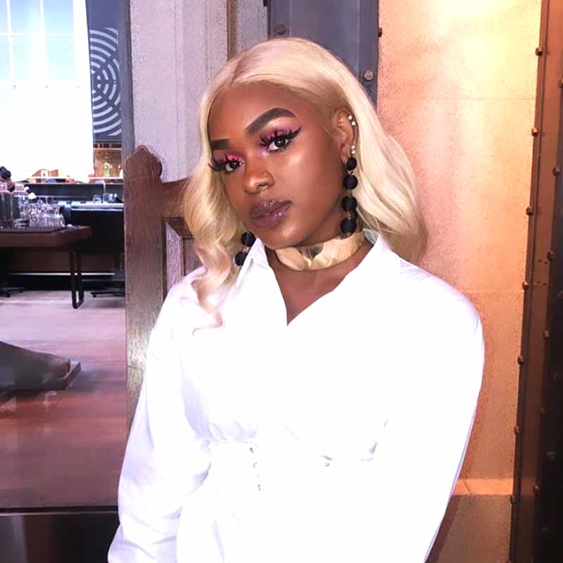 Short blonde pixie cut human hair wig for African American