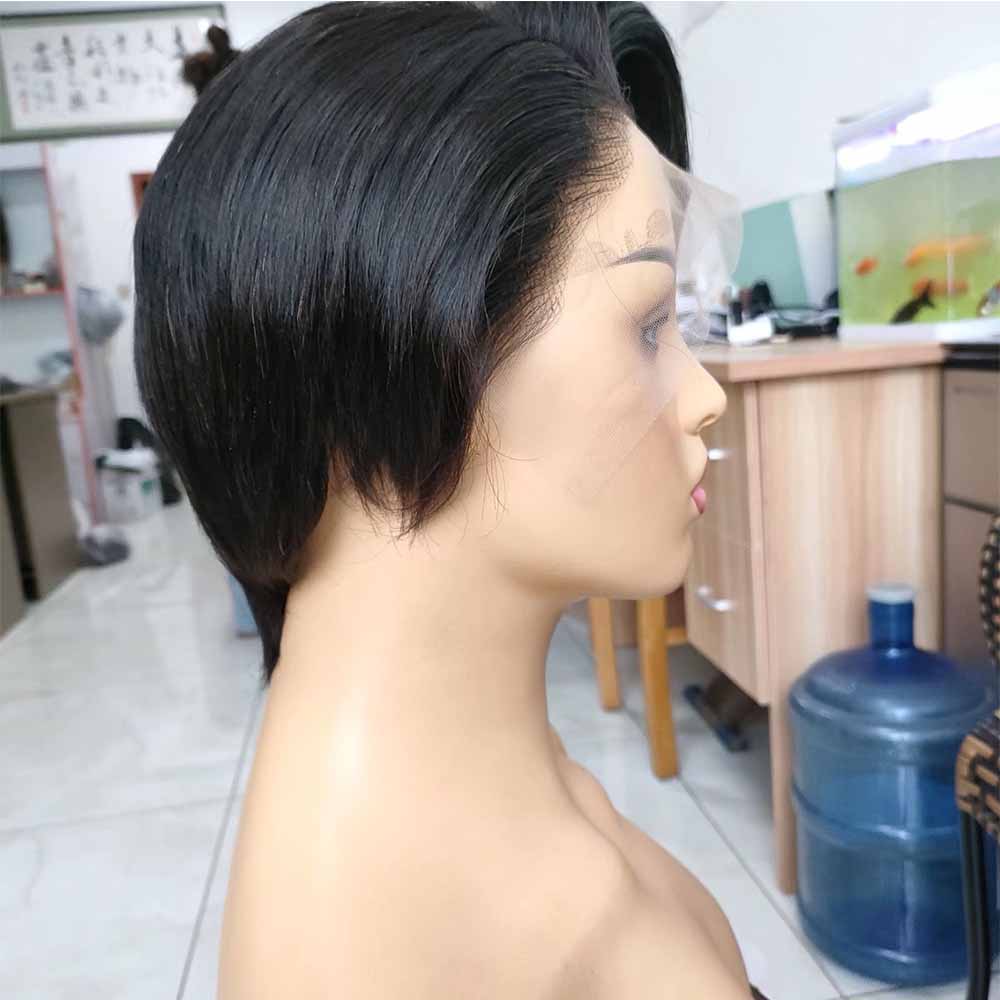 Straight Pixie Cut Human Hair Wig 13x4 Lace Frontal Wig for Black Women