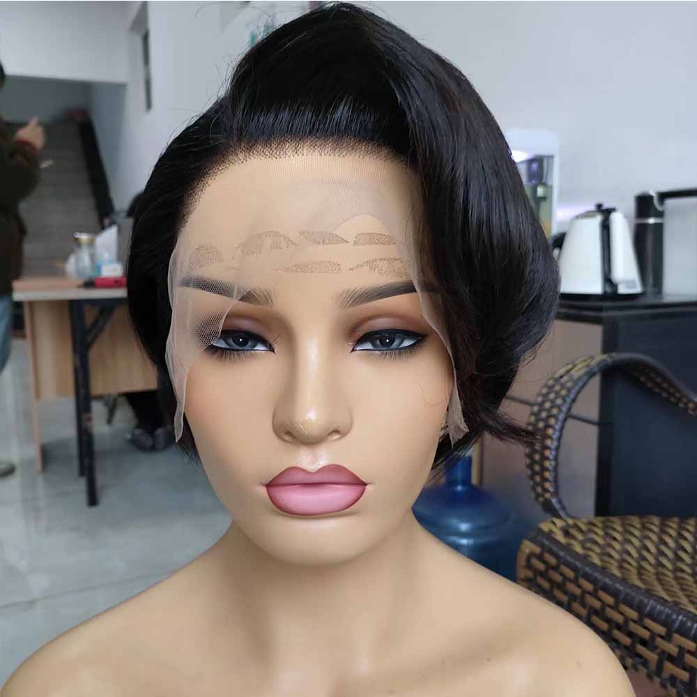 Straight Pixie Cut Human Hair Wig 13x4 Lace Frontal Wig for Black Women