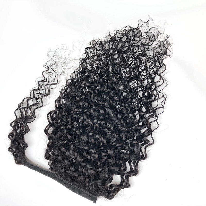 Water Wave Human Hair Ponytail Clip-in Hair for black women