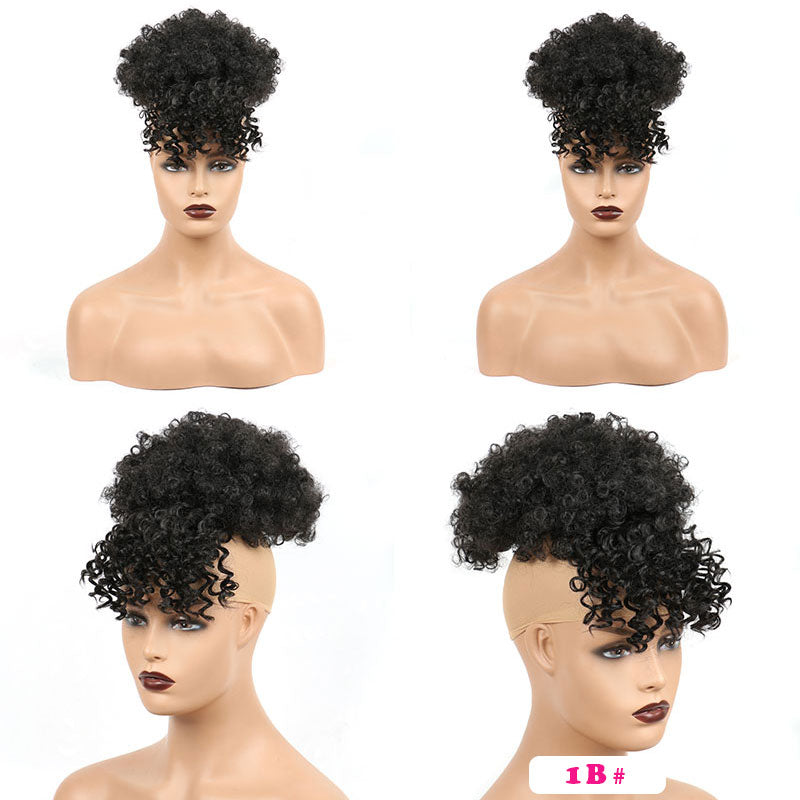 synthetic Afro Puff With Bangs