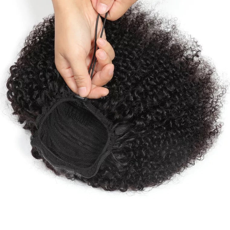 balck human hair afro kinky ponytail