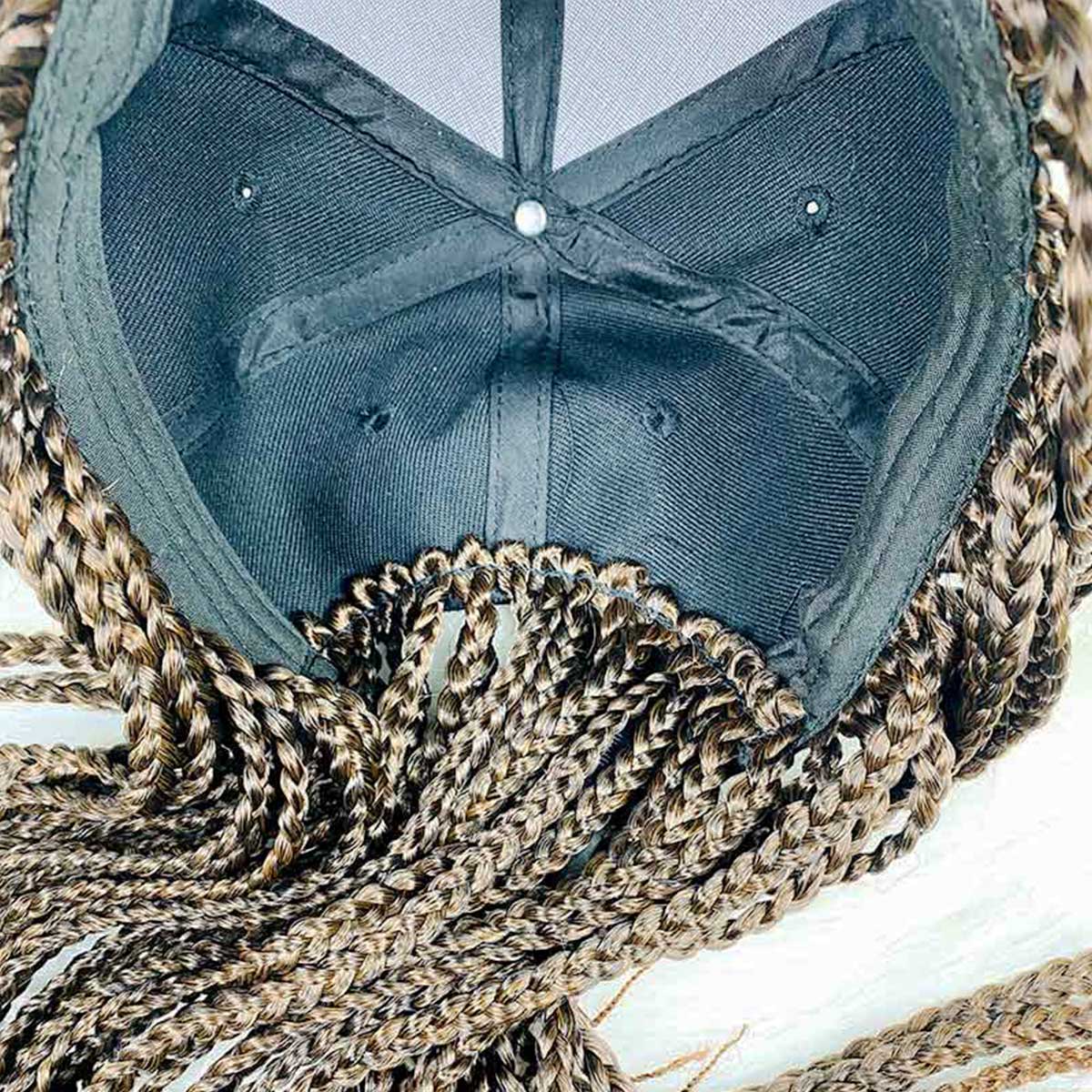 long box braid hair wig with hat