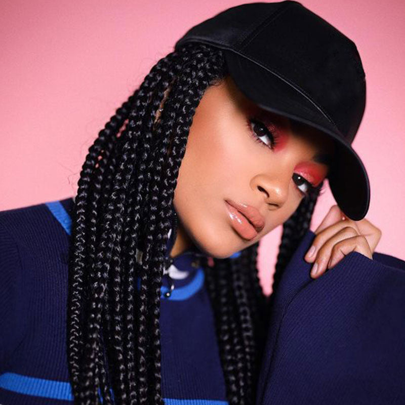 3X Box Braids with Baseball Cap