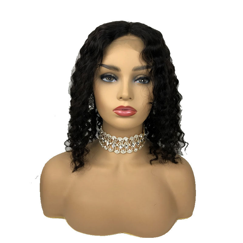 Surprisehair Middle Part Deep Wave Curly Bob wigs Lace Front Human Hair