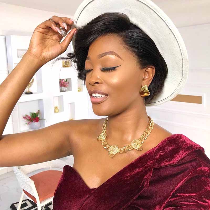 black short human hair pixie cut lace frontal wig for black women