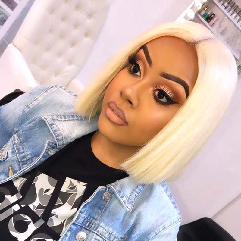 blonde bob wig lace frontal human hair
