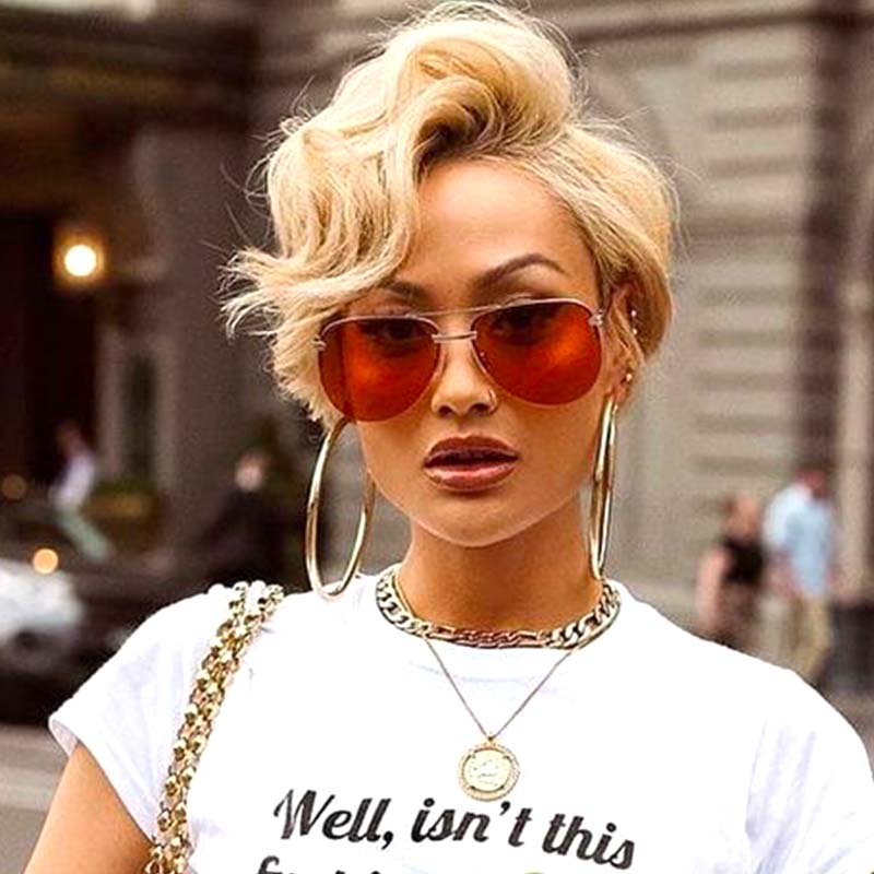 blonde curly pixie cut wig human hair for Black Women