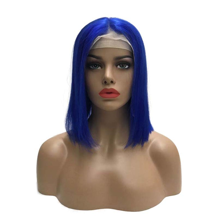 13x4 Lace Front Blue Bob Wig Human Hair for African American Surprisehair
