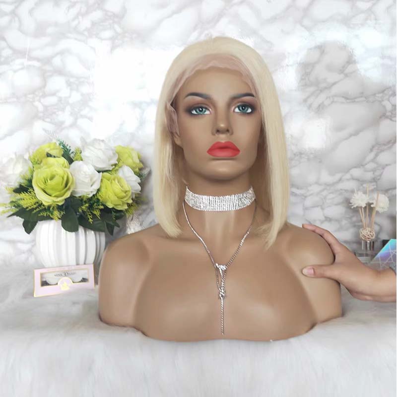 blonde lace wig bob human hair