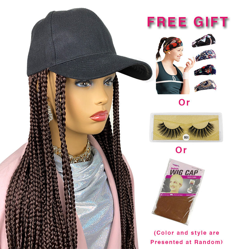 Box Braids with Baseball Cap