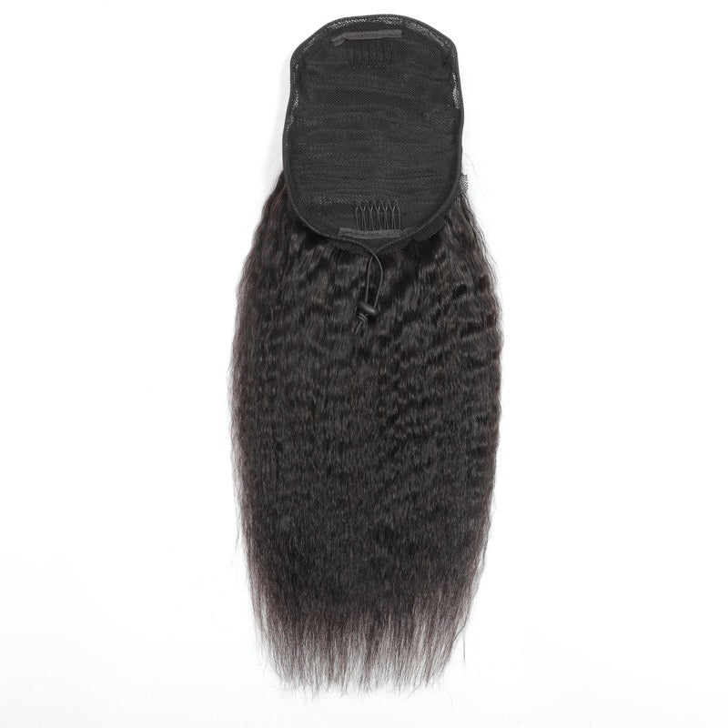 brazilian human hair kinky straight ponytail