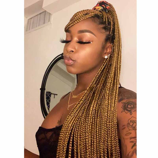brown box braids lace wig for african American