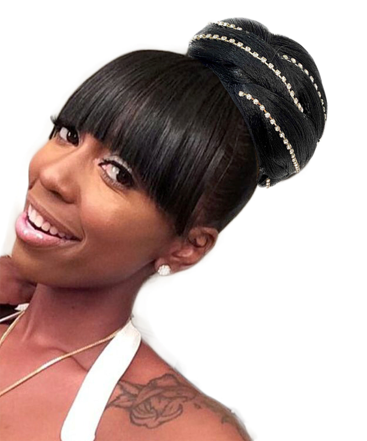 bun with bangs 2pc for black women