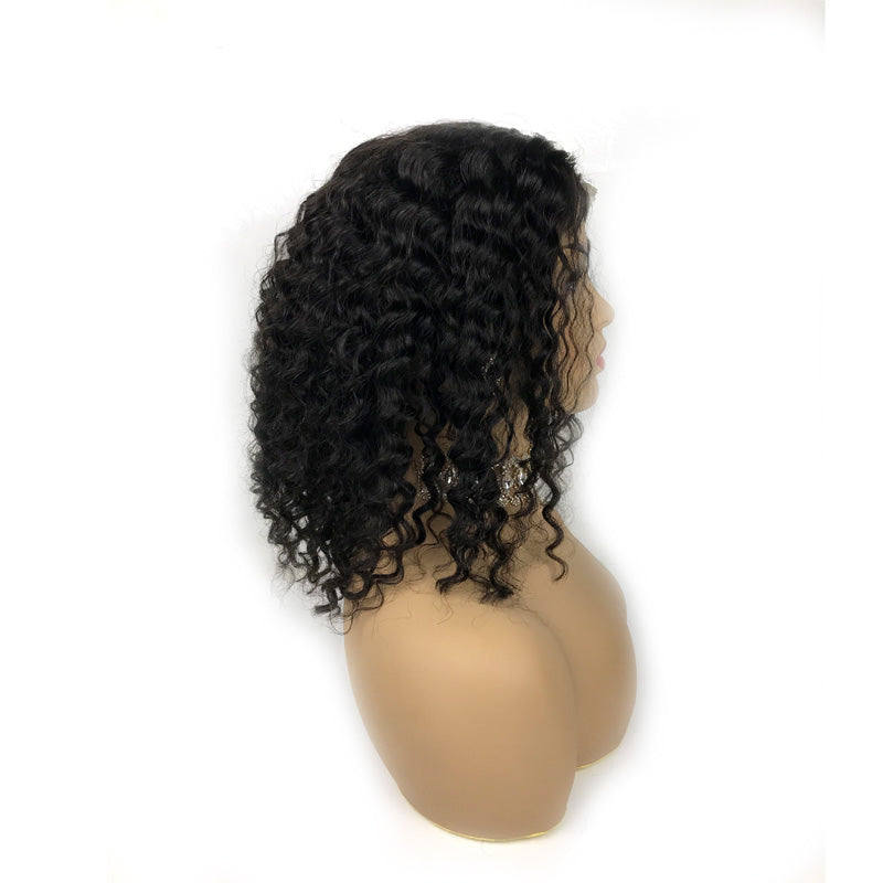 Surprisehair Middle Part Deep Wave Curly Bob wigs Lace Front Human Hair