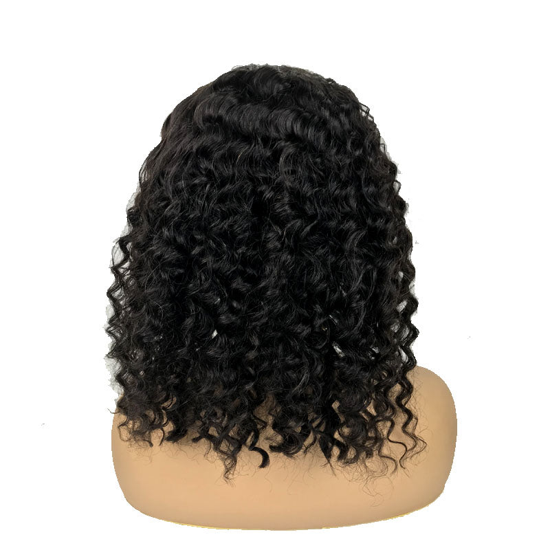 Surprisehair Middle Part Deep Wave Curly Bob wigs Lace Front Human Hair