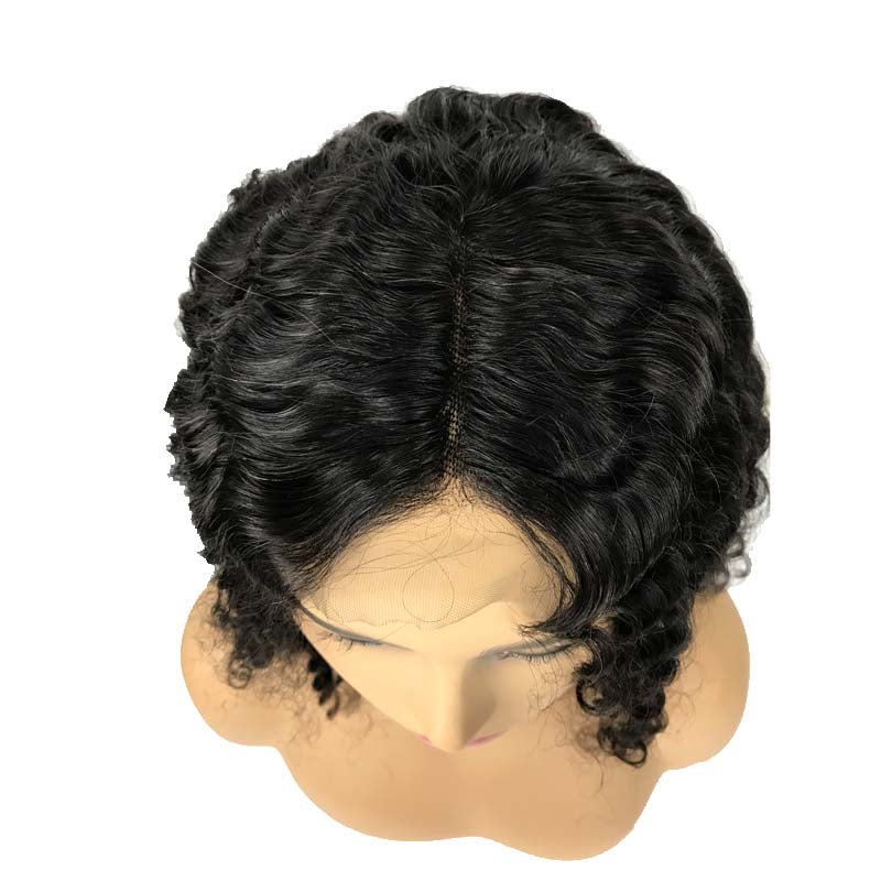 Surprisehair Middle Part Deep Wave Curly Bob wigs Lace Front Human Hair