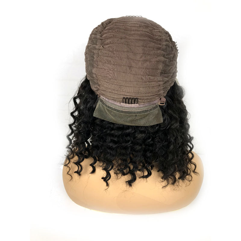 Surprisehair Middle Part Deep Wave Curly Bob wigs Lace Front Human Hair