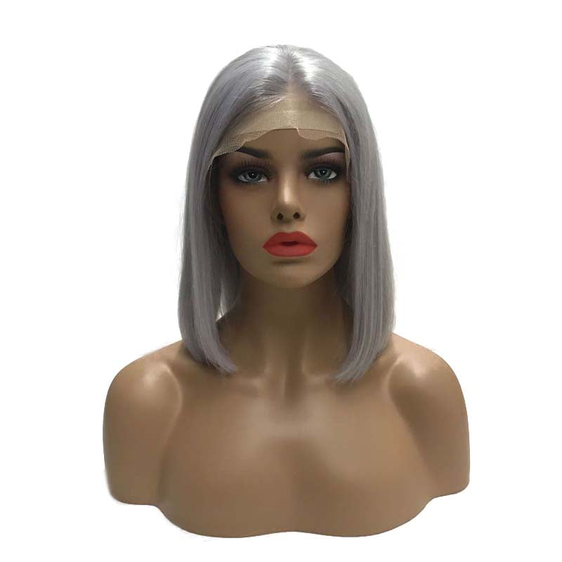 grey bob wig human hair