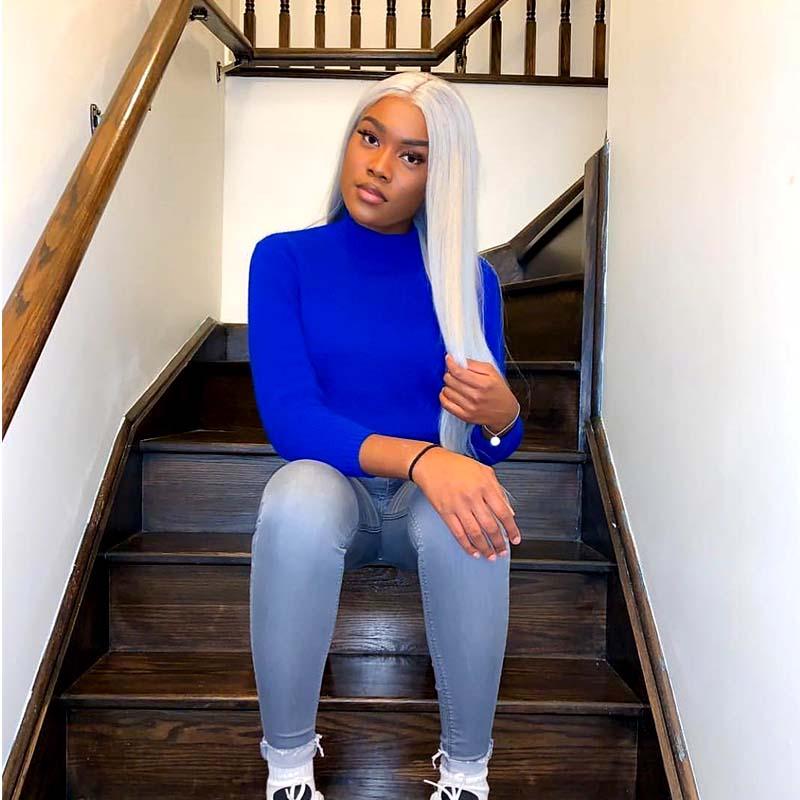 grey human hair lace wig for black women