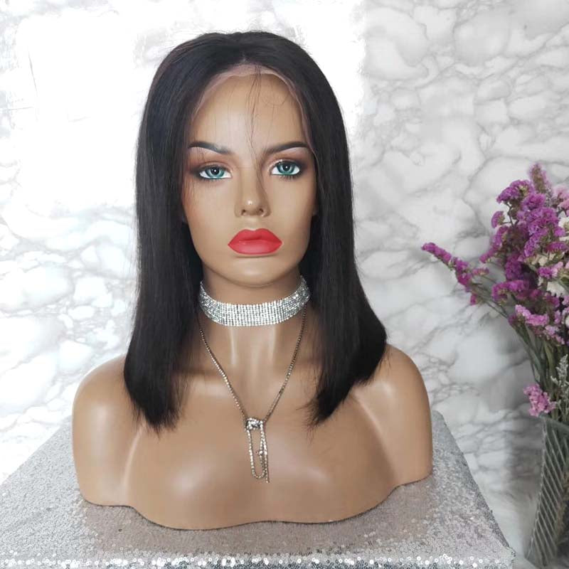 high density black bob lace wig