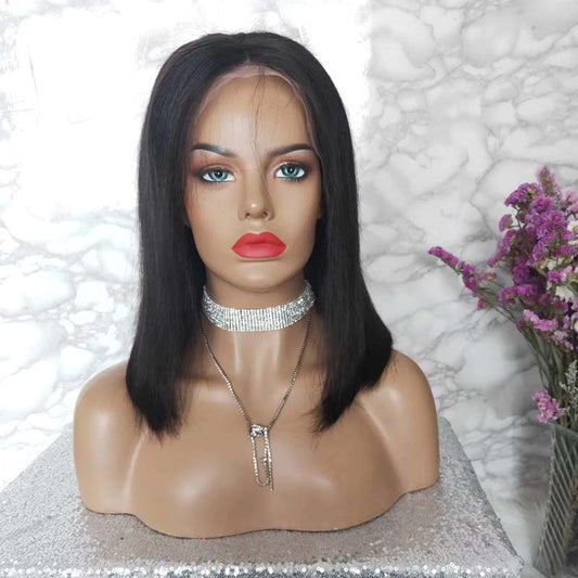 high density black bob lace wig