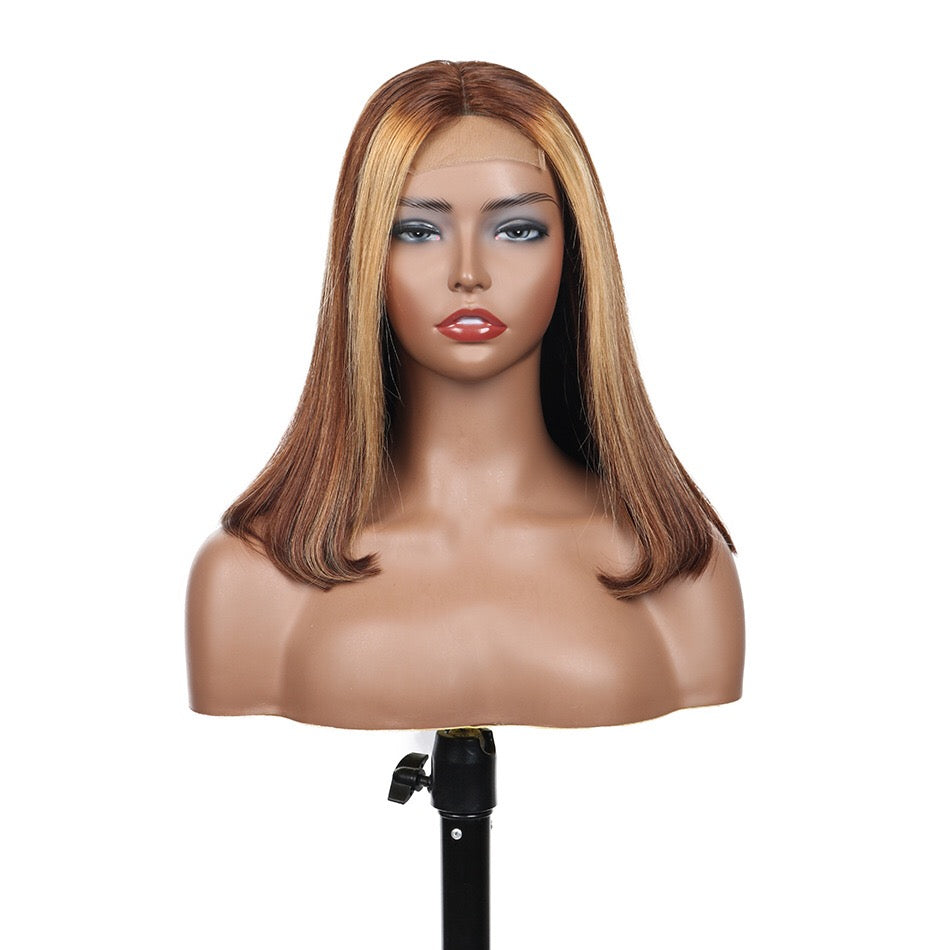 highlight human hair 4x4 lace closure bob wig