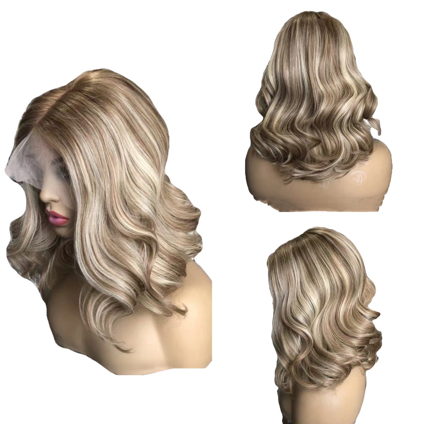 highlight blonde wavy bob wig
