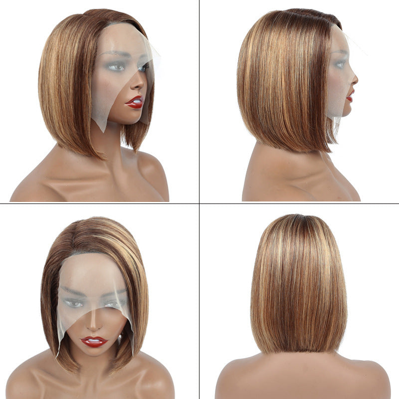 highlight human hair bob lace wig P4_27
