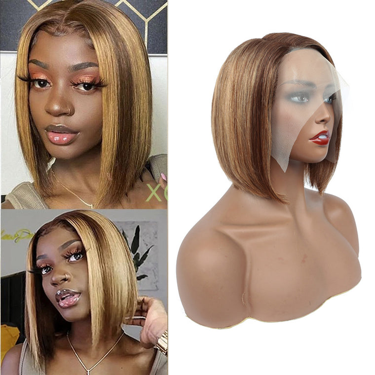 Blonde Highlight Bob Wig Lace Frontal Human Hair for Black Women