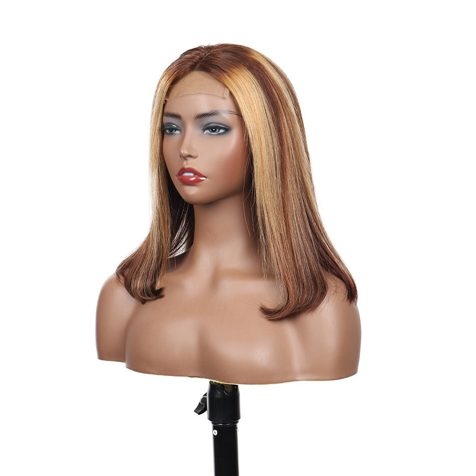 highlight lace closure bob wig 4x4