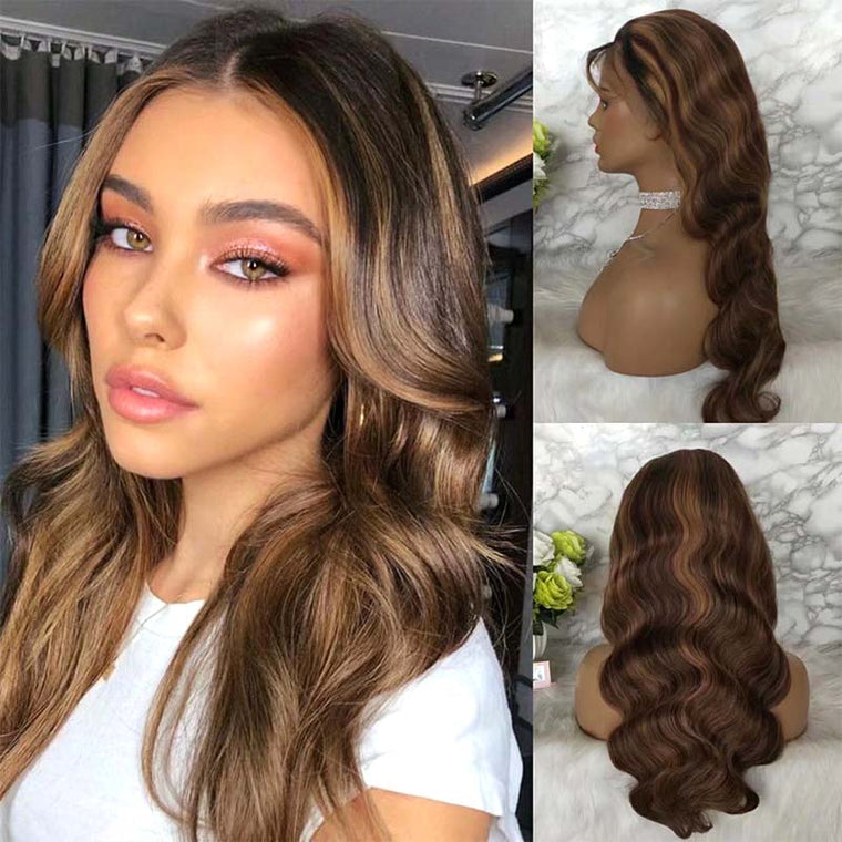 Highlight Mix Color Body Wave Human Hair Wig Lace Front Surprisehair